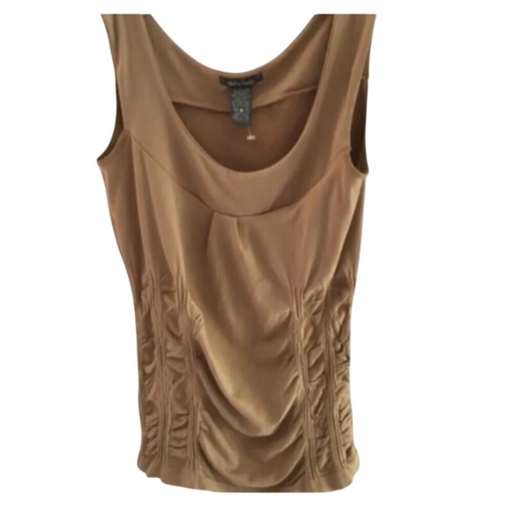 Soho Lady Women's Tank One Size Blouse Stretchy Polyester Blend Ruffle Front NEW